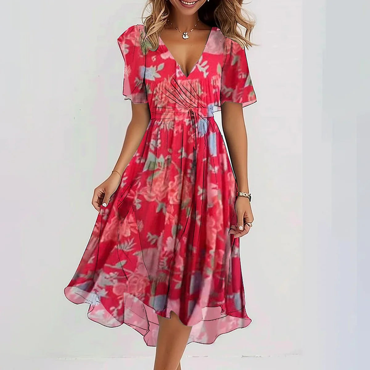 Isabella™ Elegant Short Sleeve Dress