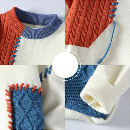 Crafted Warmth™ | Cozy Patchwork Sweater