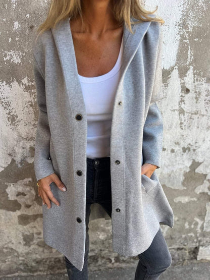 Elise™ | Single-breasted casual jacket with hood