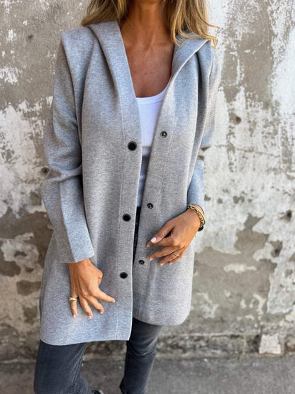 Elise™ | Single-breasted casual jacket with hood