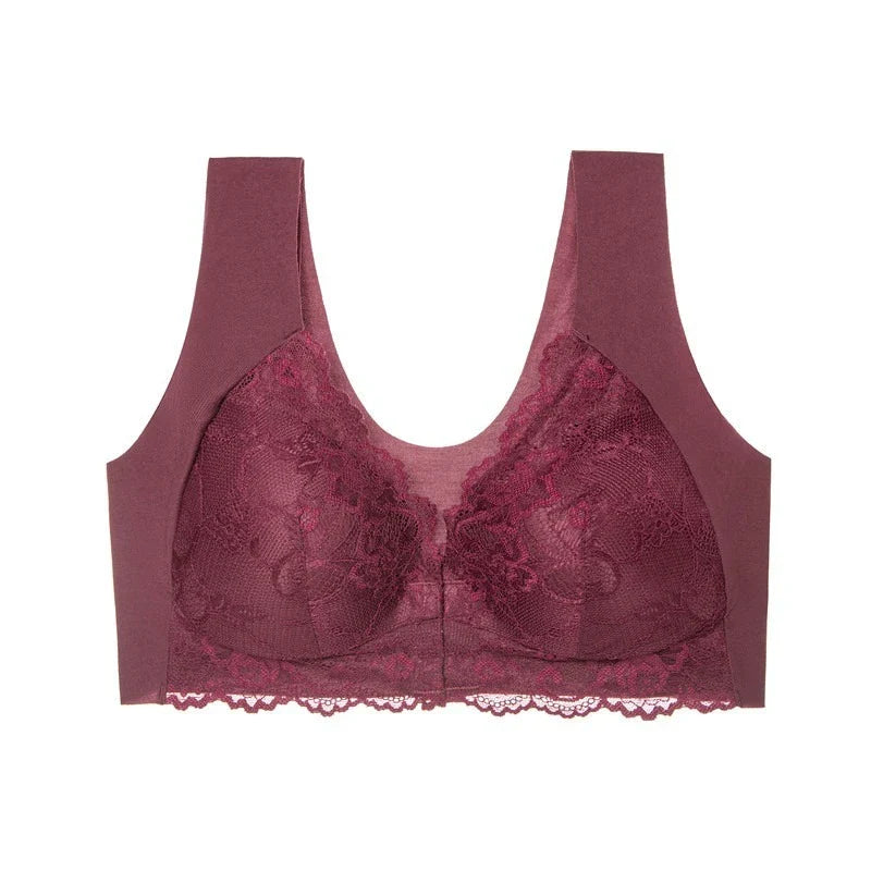 Front Open Lace Bra, Plus Size, Wire-Free, Push Up Bra