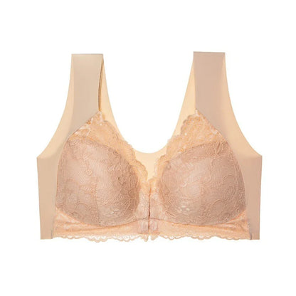 Front Open Lace Bra, Plus Size, Wire-Free, Push Up Bra