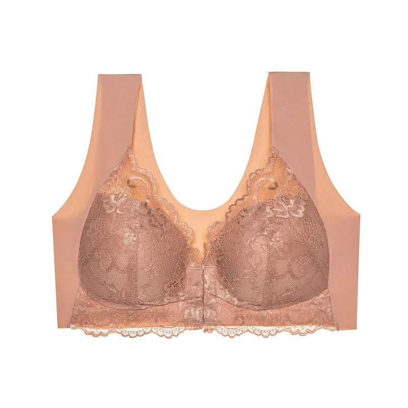 Front Open Lace Bra, Plus Size, Wire-Free, Push Up Bra