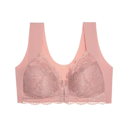 Front Open Lace Bra, Plus Size, Wire-Free, Push Up Bra