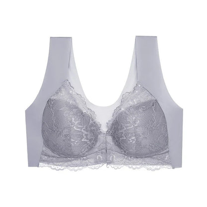 Front Open Lace Bra, Plus Size, Wire-Free, Push Up Bra