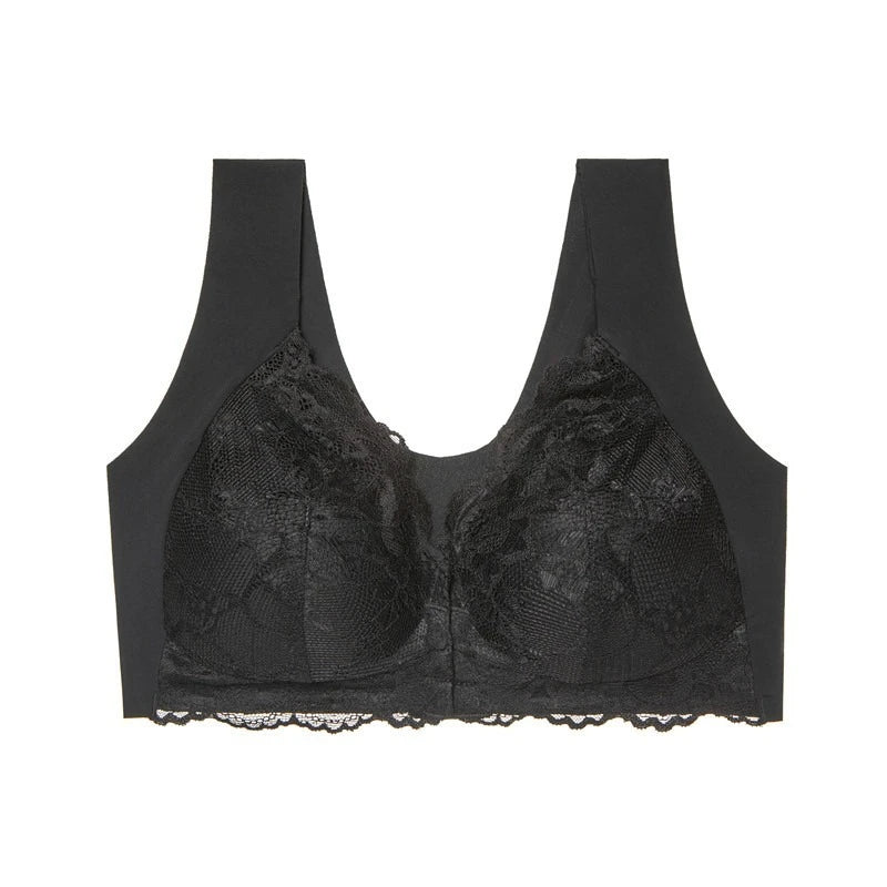 Front Open Lace Bra, Plus Size, Wire-Free, Push Up Bra